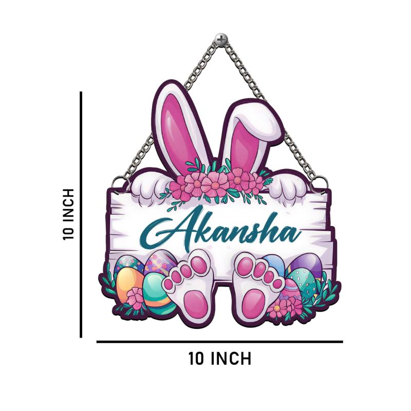 Personalized Easter Bunny Theme Wall Hanging Decoration Custom with Name Wall Art for Baby Nursery, Birthday Gift For Kids Kids Room Door & Wall Decor